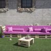 51SwNtsnO3L Conjunto Sofa PALETS Europeo 3,6m + Mesa, Interior/Exterior Nuevo A ESTRENAR AL Natural