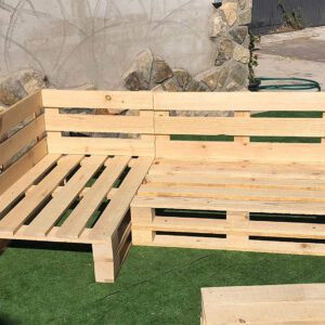 Conjunto rinconera de 2 Sofás Palets Europeos (200x120cm) + Mesa (80x48cm)