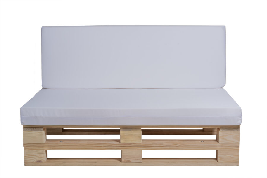 cojines impermeables sofá de palets color blanco